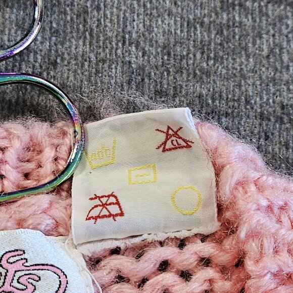 Gad-Abouts Sweater Women L Pink Gray White LS Crewneck Tribal Handknit Y2K VTG - Picture 11 of 13